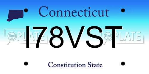 I78VST Connecticut License Plate