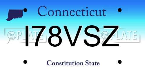 I78VSZ Connecticut License Plate