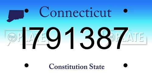I791387 Connecticut License Plate