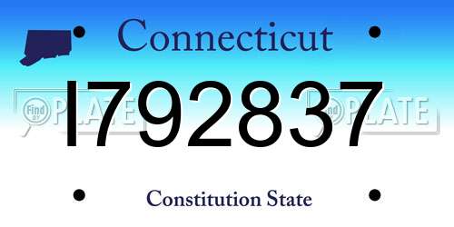 I792837 Connecticut License Plate