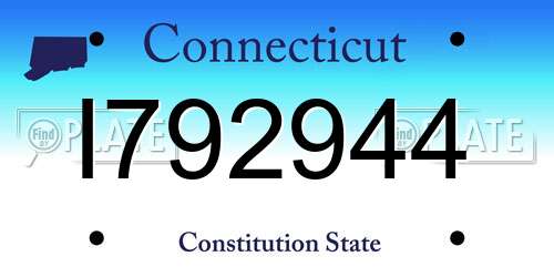 I792944 Connecticut License Plate