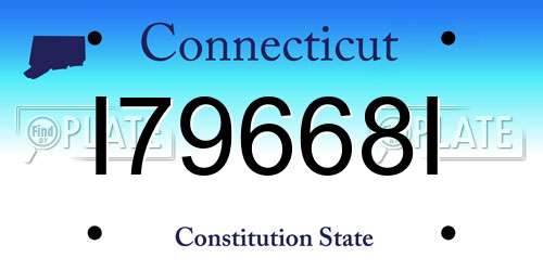 I79668I Connecticut License Plate