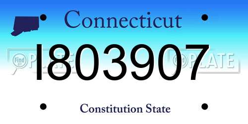 I803907 Connecticut License Plate