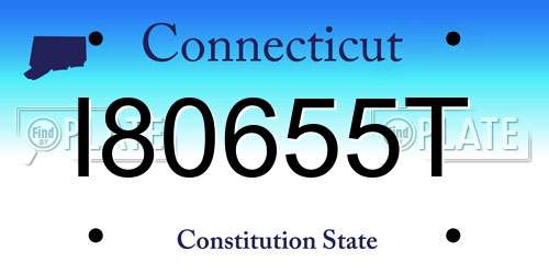 I80655T Connecticut License Plate