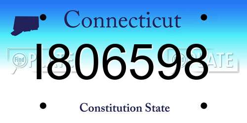 I806598 Connecticut License Plate