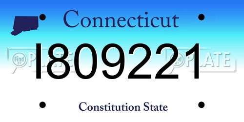 I809221 Connecticut License Plate