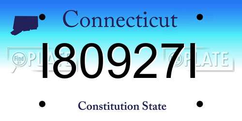 I80927I Connecticut License Plate