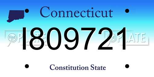 I809721 Connecticut License Plate