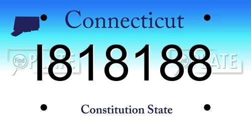 I818188 Connecticut License Plate