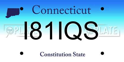 I81IQS Connecticut License Plate