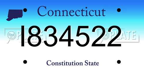 I834522 Connecticut License Plate