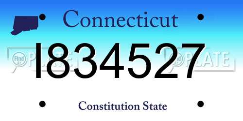I834527 Connecticut License Plate
