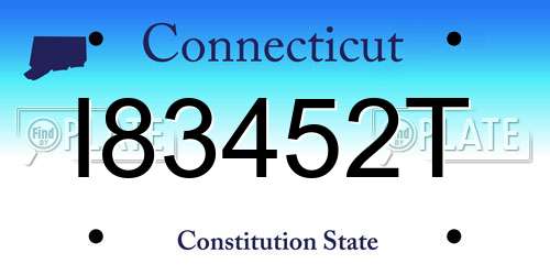I83452T Connecticut License Plate