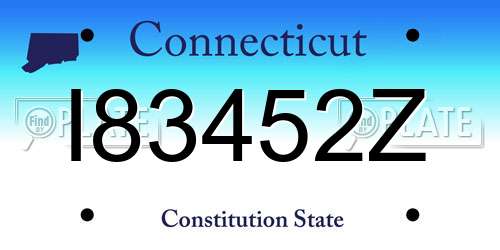 I83452Z Connecticut License Plate