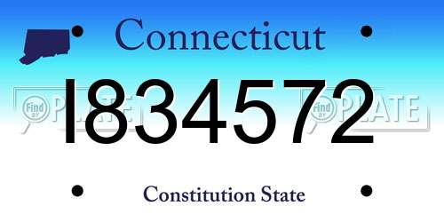 I834572 Connecticut License Plate
