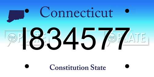 I834577 Connecticut License Plate