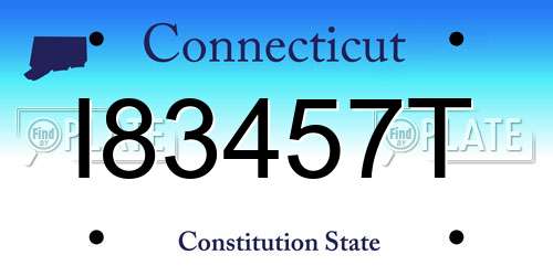 I83457T Connecticut License Plate