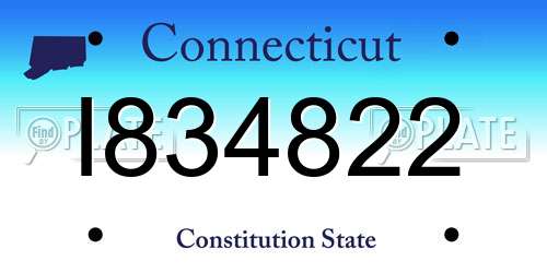 I834822 Connecticut License Plate