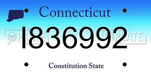 I836992 Connecticut License Plate