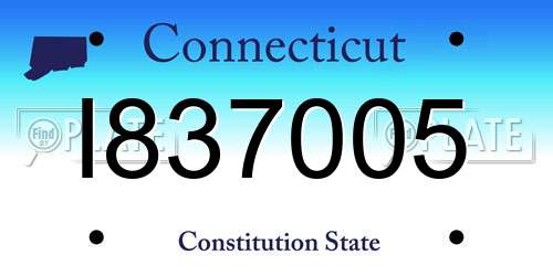I837005 Connecticut License Plate
