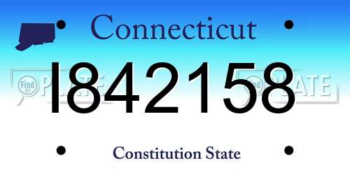 I842158 Connecticut License Plate