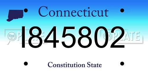 I845802 Connecticut License Plate