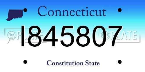 I845807 Connecticut License Plate