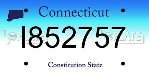 I852757 Connecticut License Plate