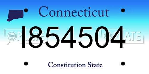 I854504 Connecticut License Plate