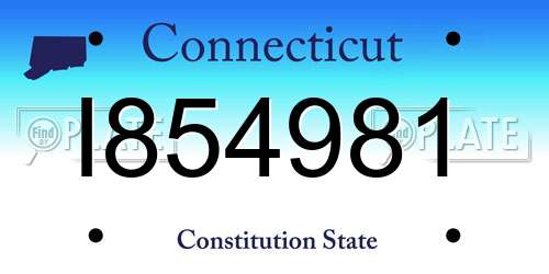 I854981 Connecticut License Plate