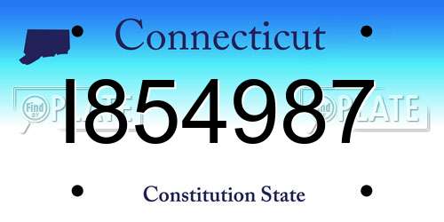 I854987 Connecticut License Plate