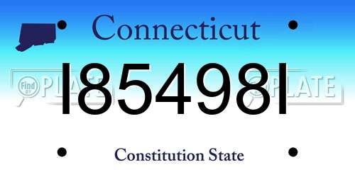 I85498I Connecticut License Plate
