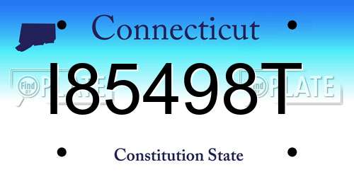 I85498T Connecticut License Plate