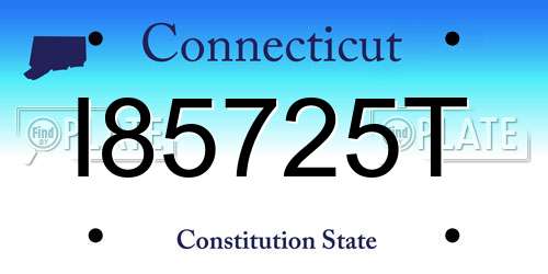I85725T Connecticut License Plate