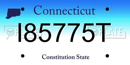 I85775T Connecticut License Plate