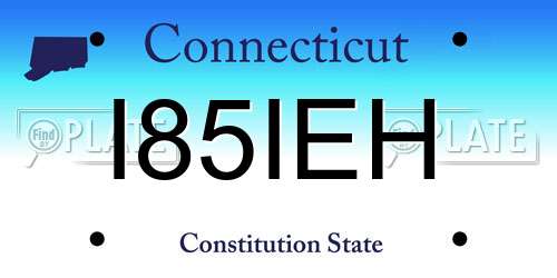 I85IEH Connecticut License Plate