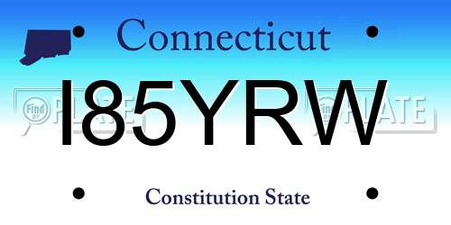 I85YRW Connecticut License Plate