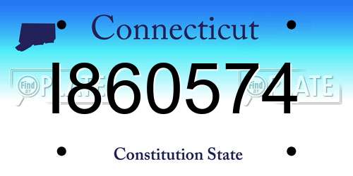 I860574 Connecticut License Plate