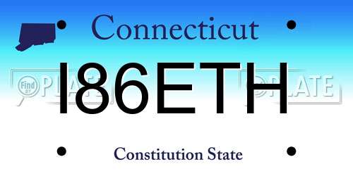 I86ETH Connecticut License Plate