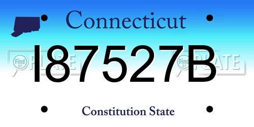 I87527B Connecticut License Plate