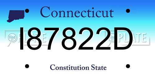 I87822D Connecticut License Plate