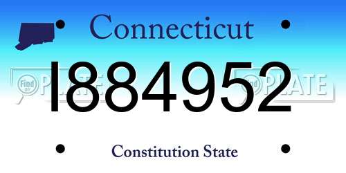 I884952 Connecticut License Plate