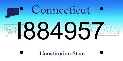 I884957 Connecticut License Plate