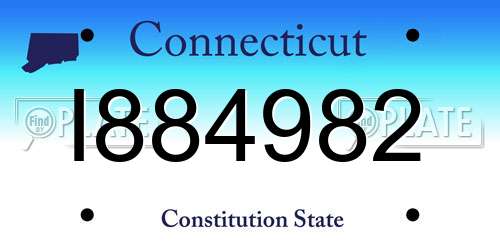 I884982 Connecticut License Plate