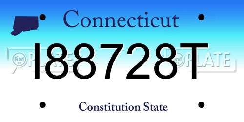 I88728T Connecticut License Plate