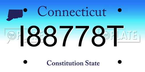 I88778T Connecticut License Plate
