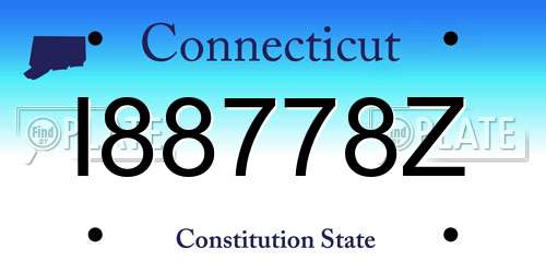 I88778Z Connecticut License Plate