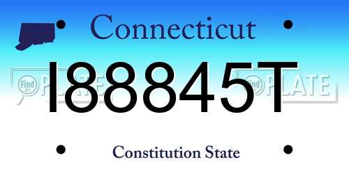 I88845T Connecticut License Plate