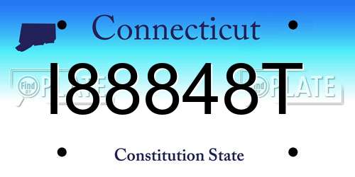 I88848T Connecticut License Plate