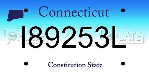 I89253L Connecticut License Plate